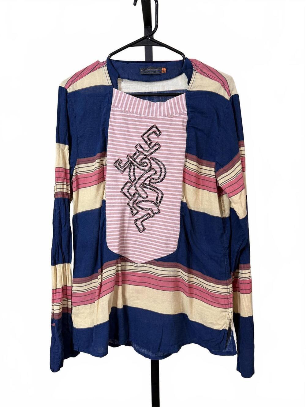 Save the Queen Man Long Sleeve Multi-Color Top Embroidered Detail XL